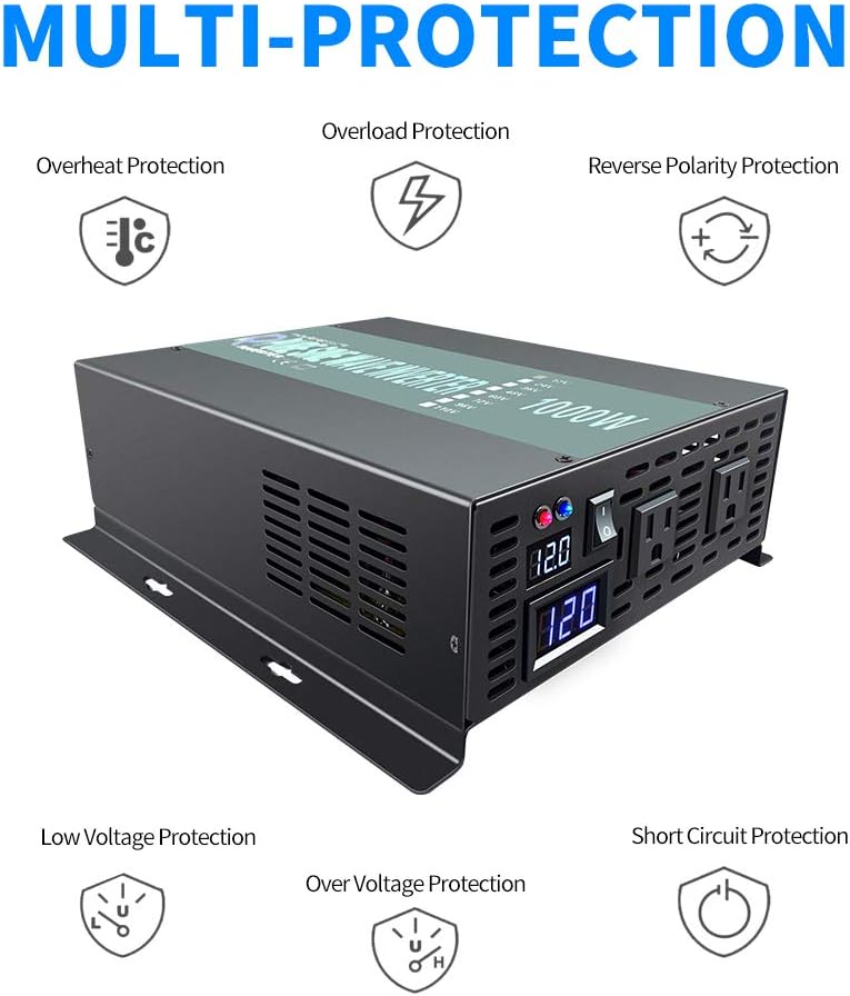 40% Off Discount WZRELB RBP100012VCRT 1000W 12V 120V Pure Sine Wave Solar Power Inverter with Remote Control Switch Crazy Clearance WZRELB RBP100012VCRT 1000W 12V 120V Pure Sine Wave Solar Power Inverter with Remote Control Switch