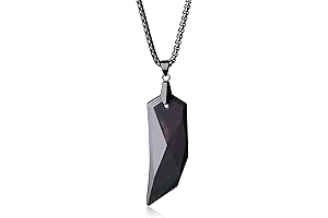Wolf Tooth Obsidian Amulet Pendant Necklace