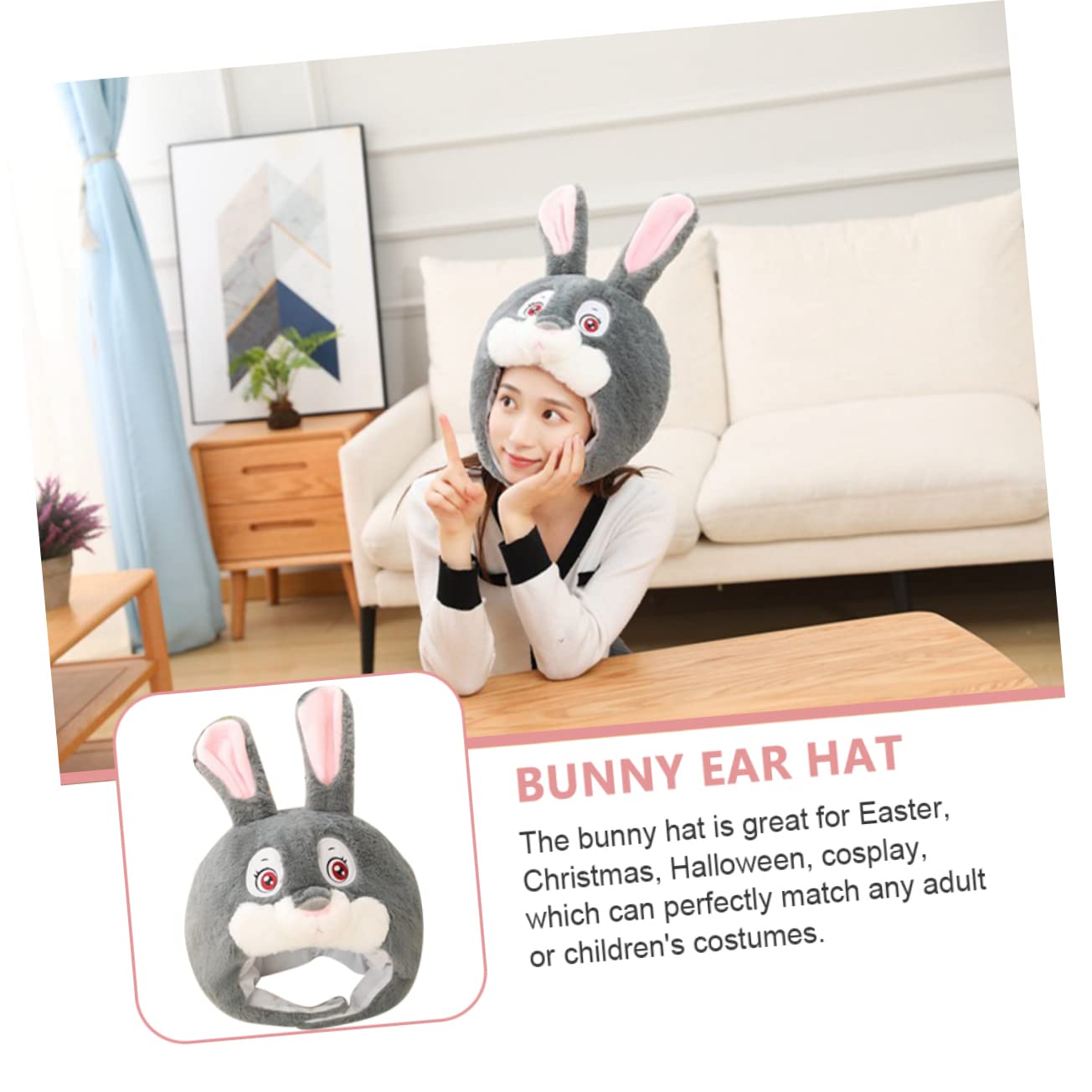 ifundom 2piezas Gorro De Conejo De Peluche Con Orejas Para Fiestas Disfraz De Pascua Accesorio Fotográfico Divertido Gorro Unisex Para Adultos Diseño Creativo y Fácil De Usar