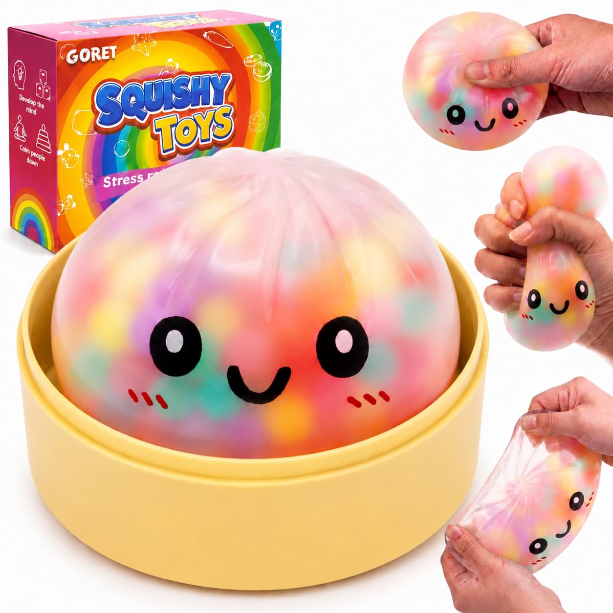 Dumpling Squishy Toys, Slow Rising Realistic Food Fidget Toy, Anxiety Relief Squeeze Sensory Toy for Adults & Teens, Colorful Stretchy Desk Toy for Party Favor Birthday — image 1