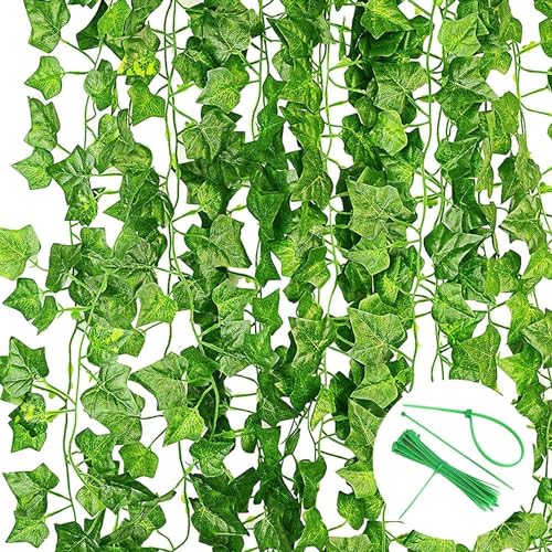 Noa Home Deco Plantas Hiedra Artificial Enredaderas Artificiales, 24 Piezas, Colgantes Decoración Hojas Follaje Falsas Interior Exterior (2.2M, con Bridas de Cables)