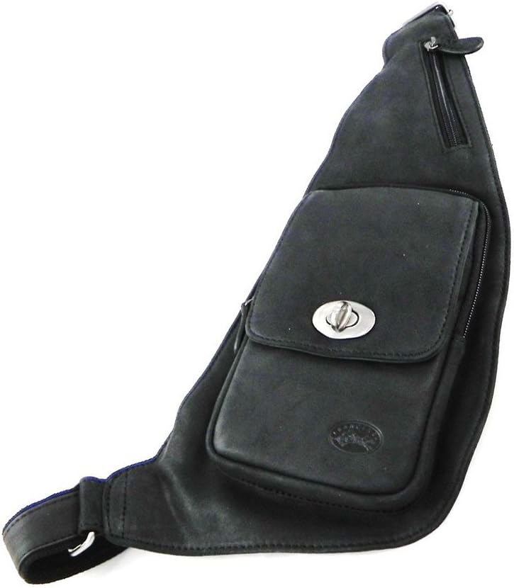 Leather man bag 'Peau De Pèche'black.
