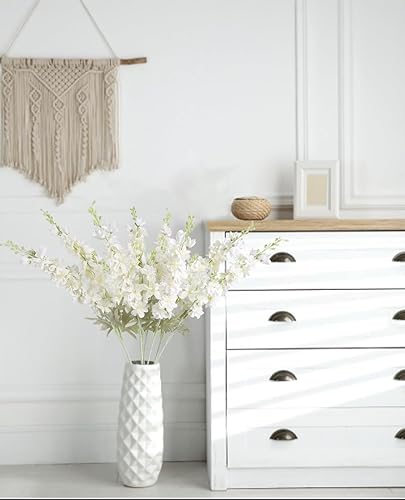 Miniatura 5 de 8 flores artificiales de delphinium blancas Larkspur de 33.5 pulgadas, flores de seda sintética de tallo largo a granel para jarrón alto para el