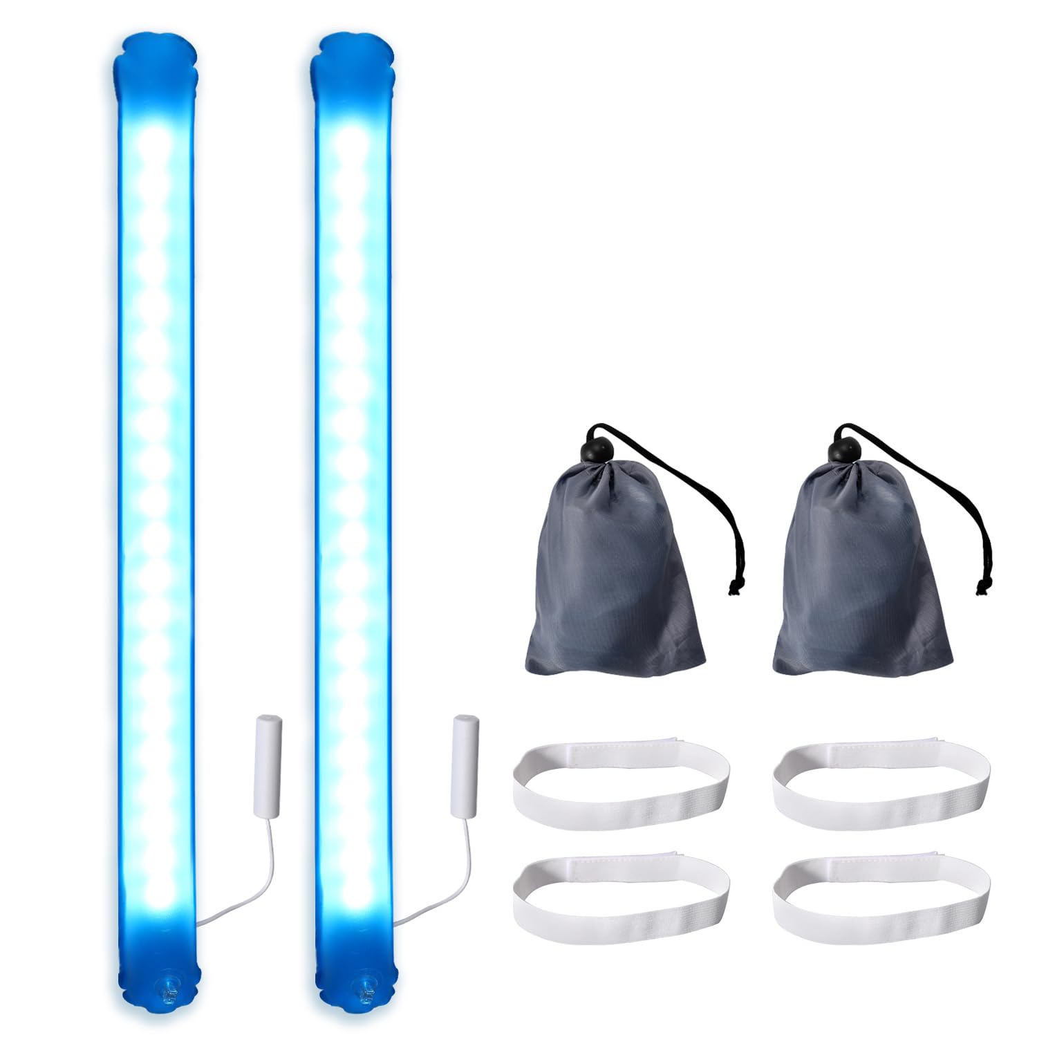 Acouto Inflatable Camping Light Strip Foldable Lantern with Colorful LED for Outdoor Camping Hiking RV Tent 1500mAh Battery 8-14H Working Time Weather Resistant PVC (Multi color-2pcs)