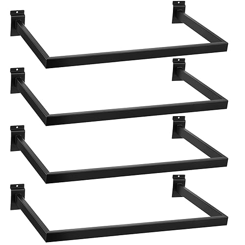 Unittype 4 piezas de barandilla en forma de U para Slatwall de 24 pulgadas, tubería rectangular, accesorio de pared para exhibiciones minoristas,