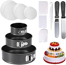 4" 7" 9" Springform Cake Pan - 150-piece Parchment Paper Liners,Non-Stick Round Bakeware Cake Pan 2 Icing Spatula 3 Icing Smoother 