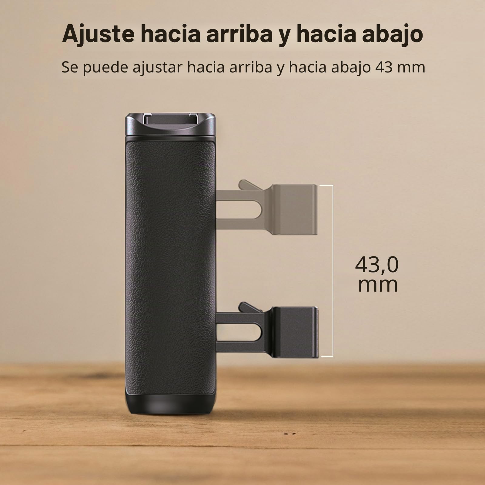SMALLRIG Mango Lateral Pequeño NATO para Jaulas de Cámara, 43 mm Ajustable hacia Arriba y hacia Abajo, Orificio Roscado Integrado de 1/4"-20, Orificio para Correa, Zapata Fría - 4840