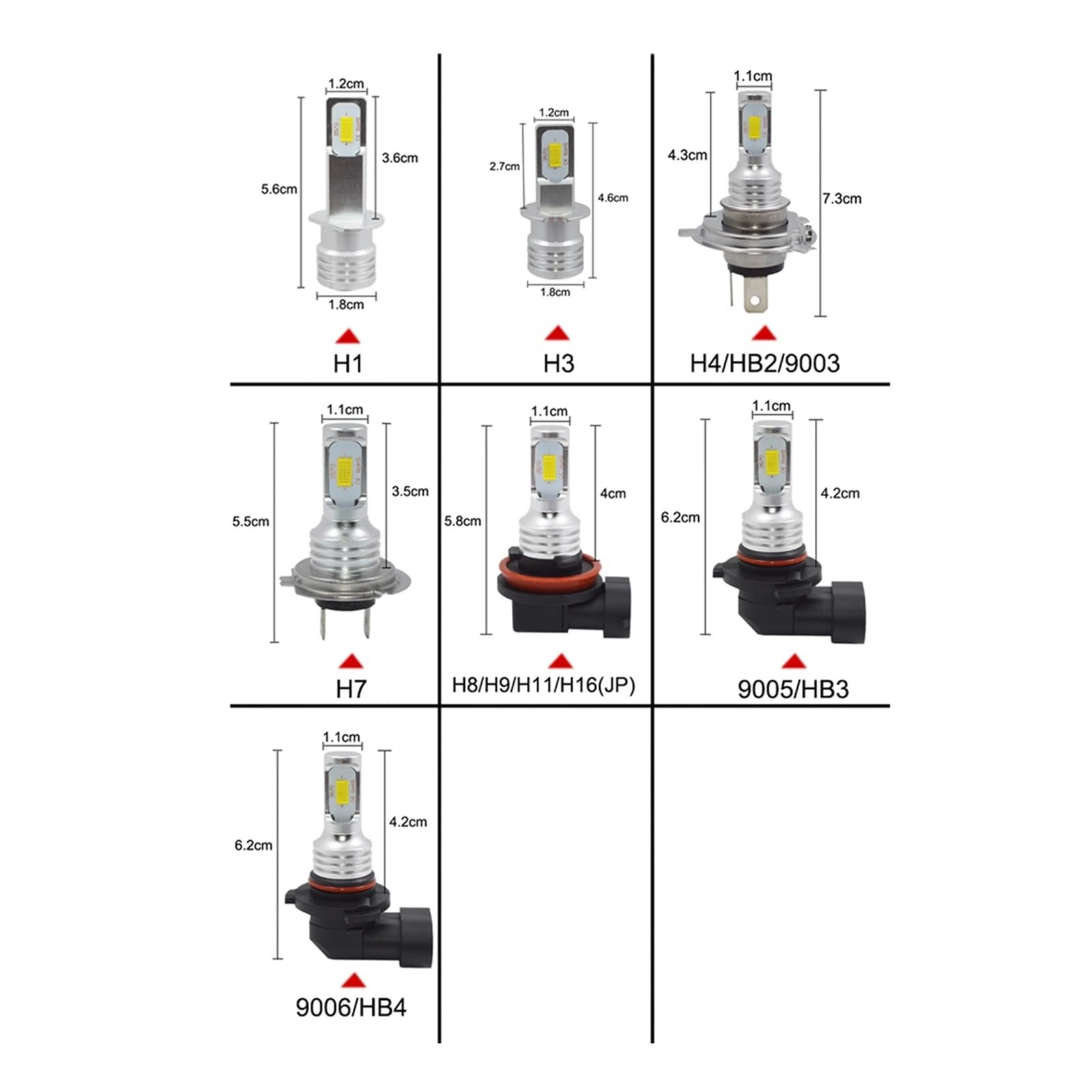 2 pezzi super luminosi H7 H4 led fendinebbia for auto H11 H8 H9 H16 faro 9005 9006 Hb4 H1 H3 lampade guida corsa 6500K 12V(3000K,H7)