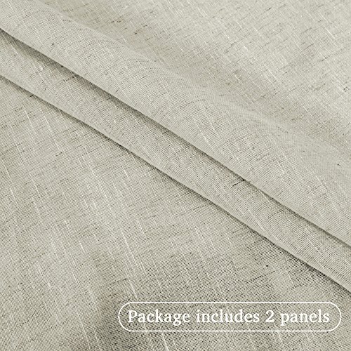 Turquoize Natural Linen Blended Window Curtain Panels Semi Sheer Curtains 84 Inches Long - Rod Pocket Burlap Curtains Light Filtering Semi Sheers Curtains For Bedroom/Living Room (Set Of 2, Natural) #TOP2