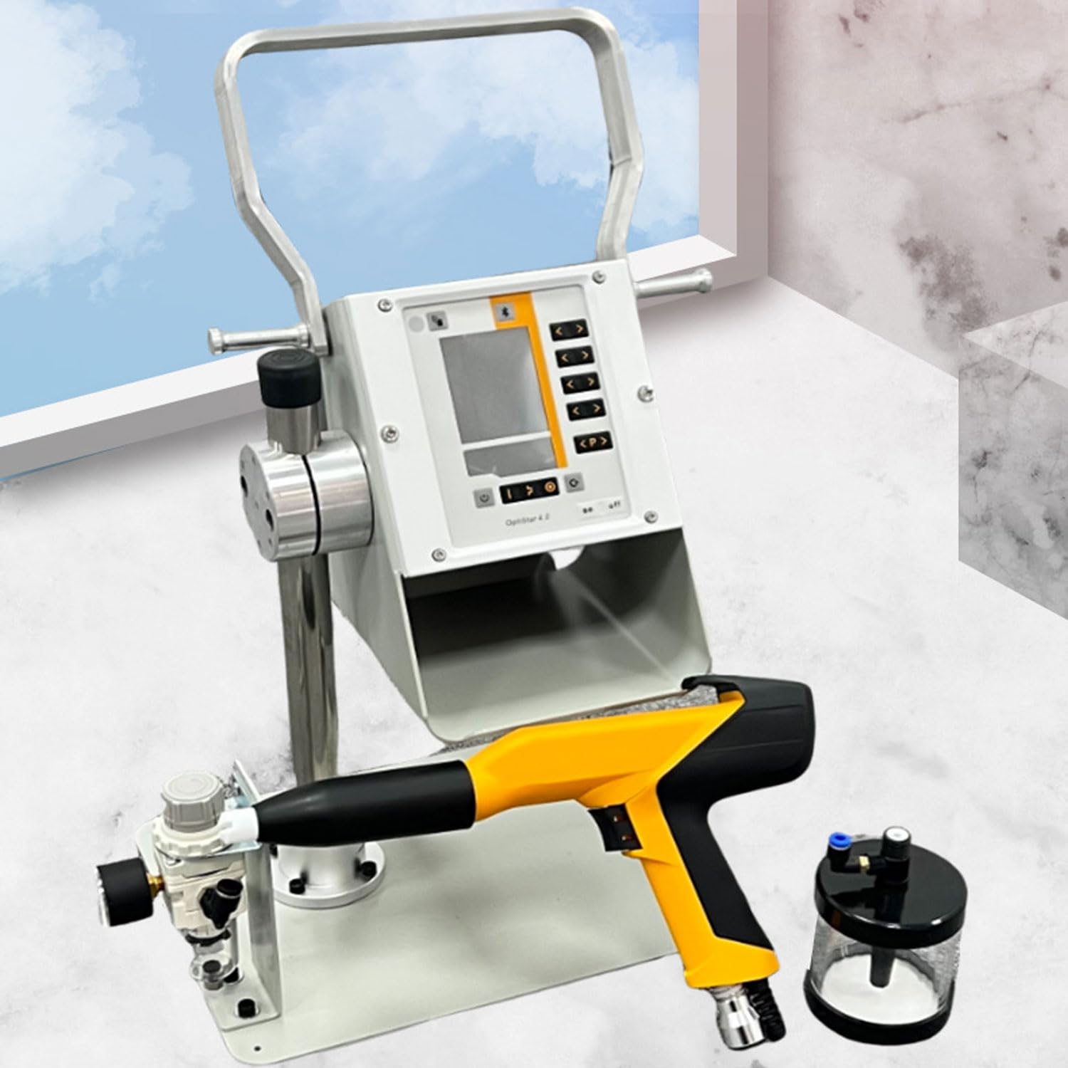 Ręczny elektrostatyczny sprayer, z 5L stalowym pojemnikiem na proszek, cyfrowym wyświetlaczem maszyny do malowania proszkowego, 60W pistolet do malowania powietrzem z grawitacyjnym podawaniem