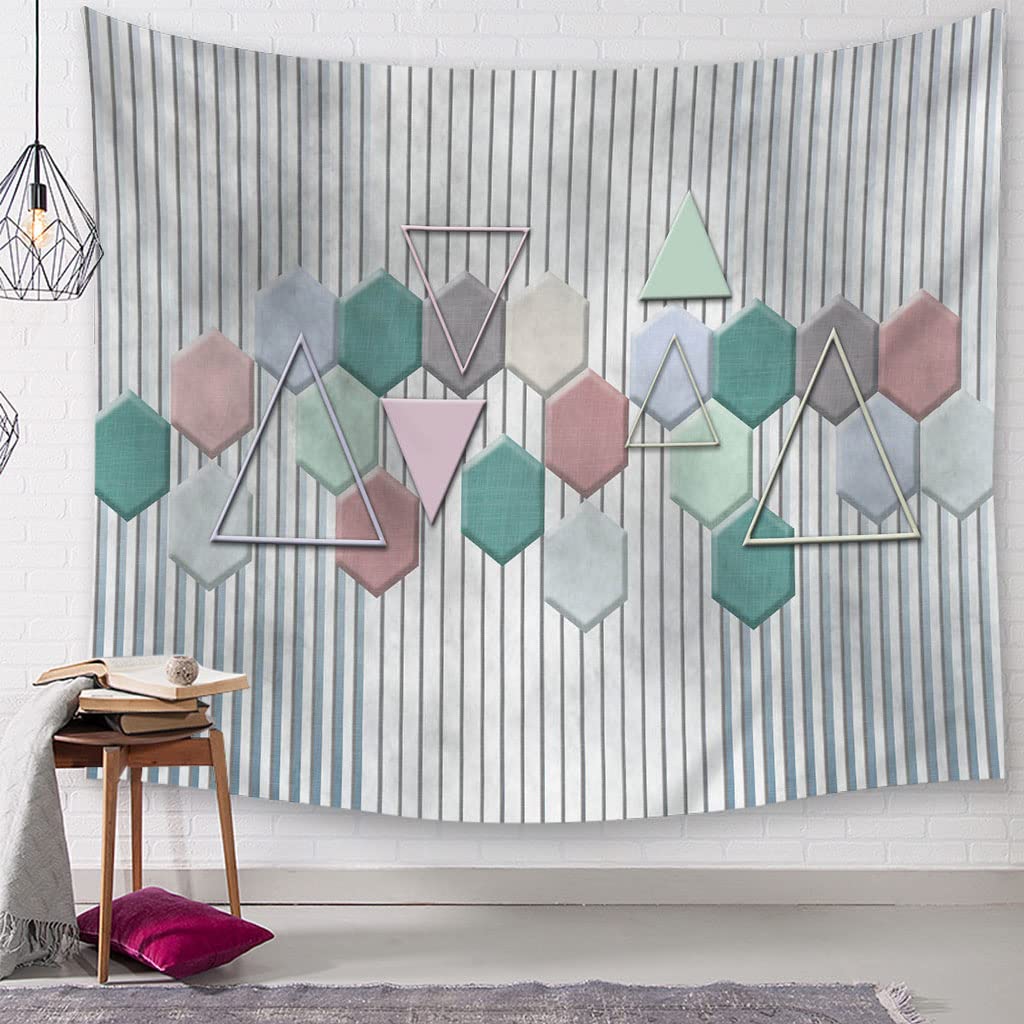 EHOMERY Large Wall Tapestry African Hanging Grey Geometric Hexagon Colorful For Bedroom Teen Girl Aesthetic Wall Hanging Blanket Living Room Bedroom Art Décor 37x29 Inches