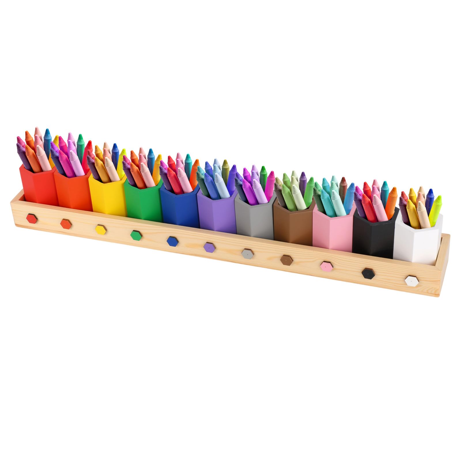 Pot Crayon Couleur Bois, Porte-Crayons avec 11 Compartiments Amovibles Boîte de Rangement pour Marqueurs Créatifs Idéal pour Enfants Bureau Maison et École Fournitures