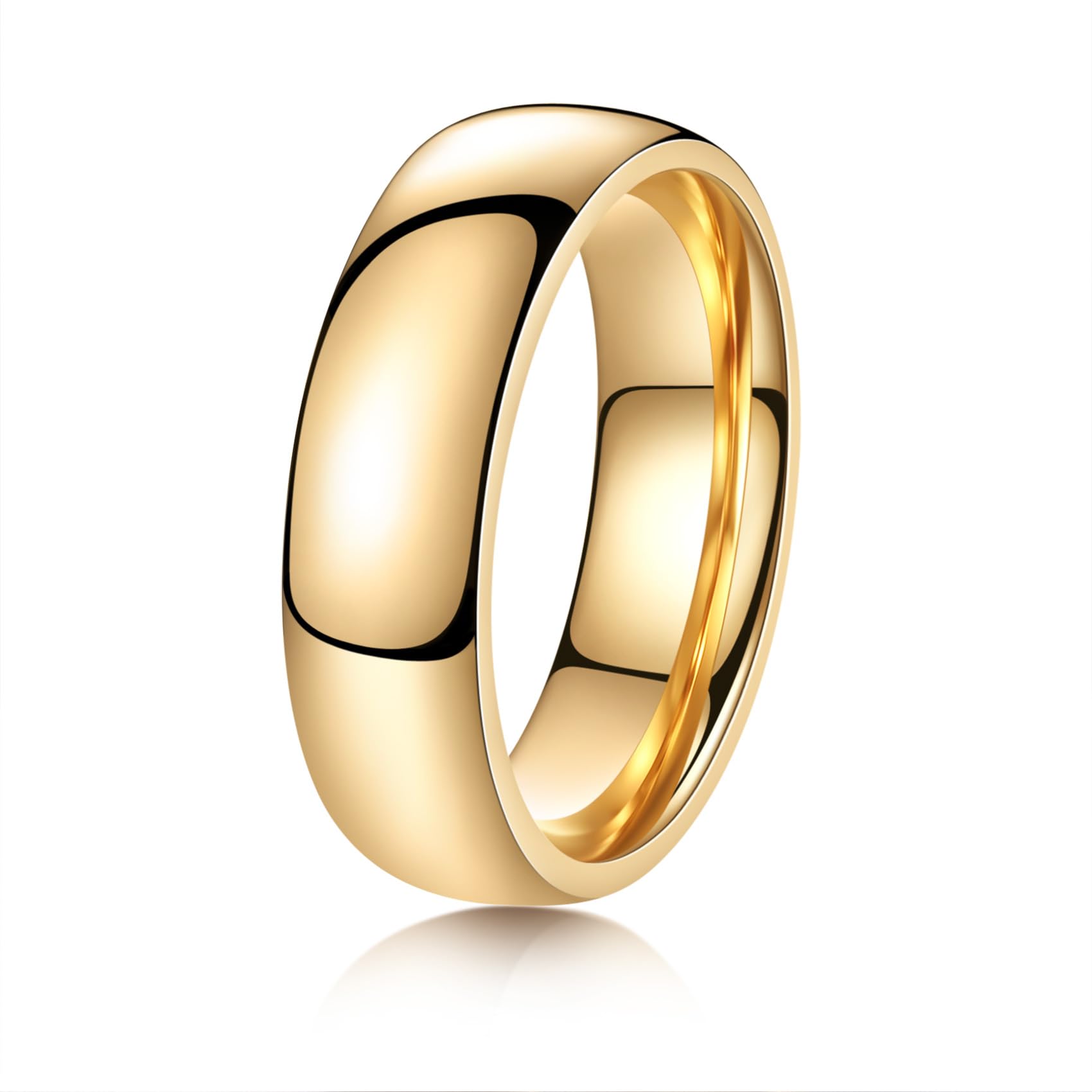 2mm 4mm 6mm 8mm 10mm Gold Stainless Steel Wedding Band Ring for Men Women High Polish Plain Dome Wedding Band Comfort Fit Size 5-13-image-28