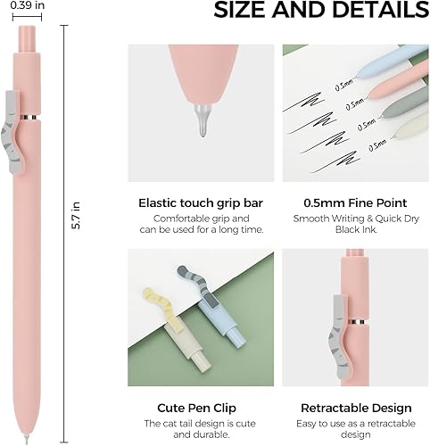 Vista 14 de Ddaowanx Bolígrafos de gel, 10 bolígrafos de tinta negra de secado rápido de 0.5 mm, bolígrafos de escritura suave de punta fina, bonitos 10 piezas