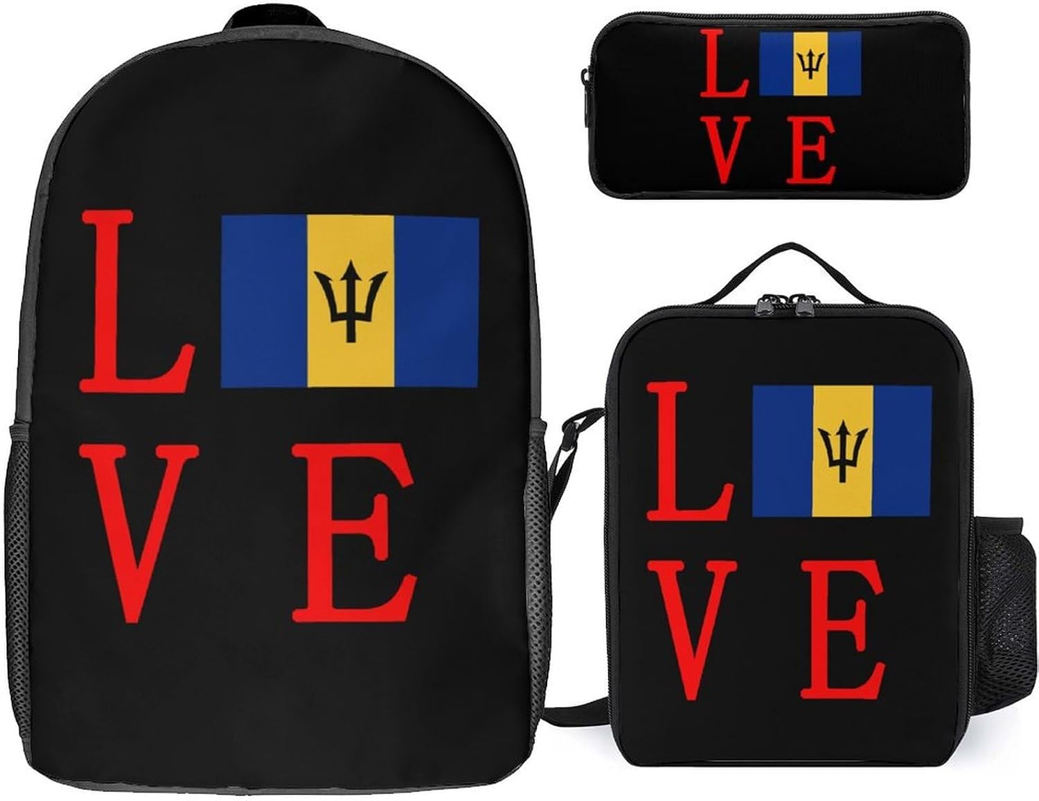 Barbados Lover Cute Backpack Set with Lunch Bag Pencil Cases