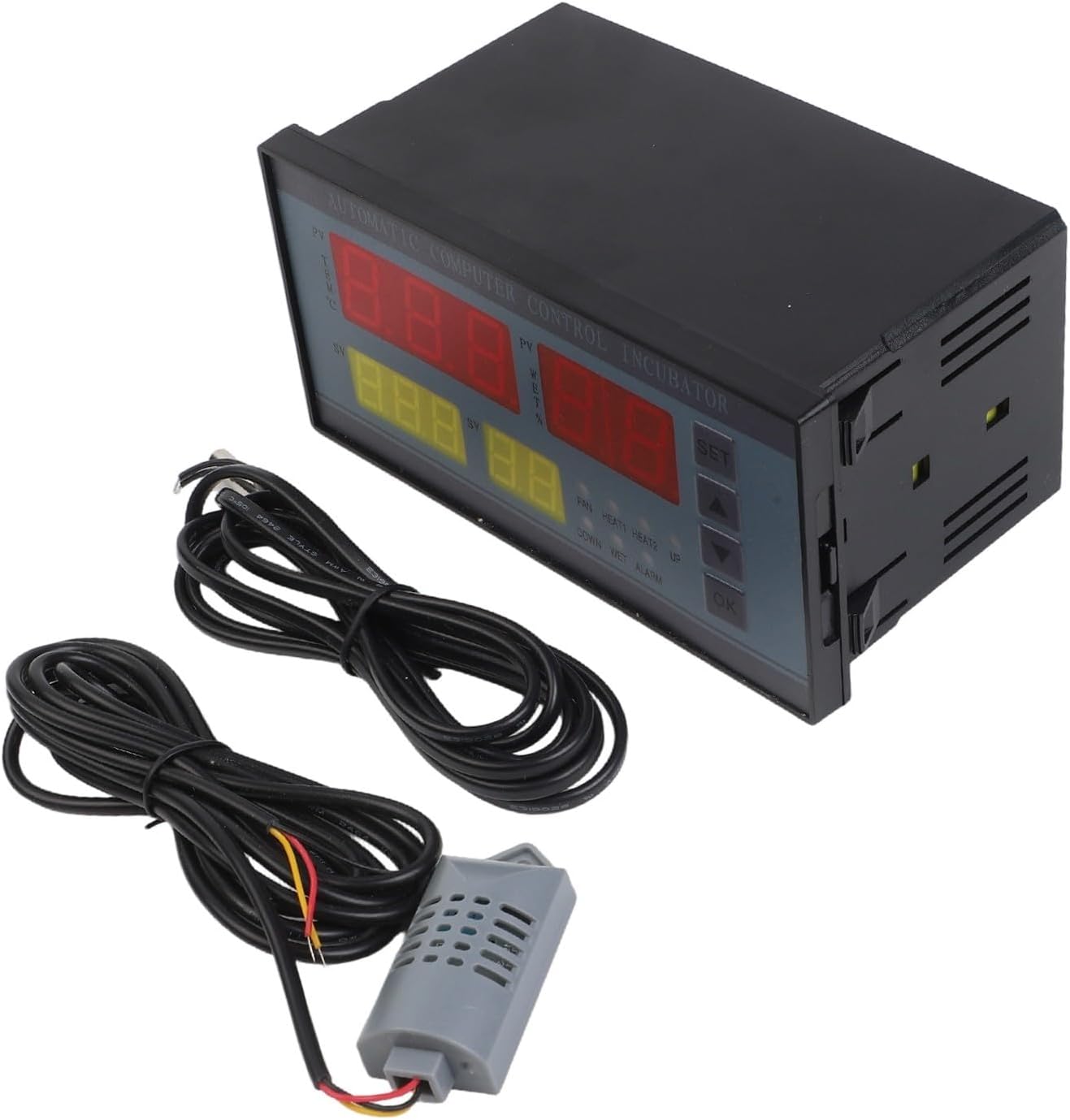 For XM-18 Incubator Controller, Multifunctional Thermostat Hygrostat with Sensor Probe, 7 Outputs for Egg Turning & Ventilation, Digital Temperature Humidity Control (220V)