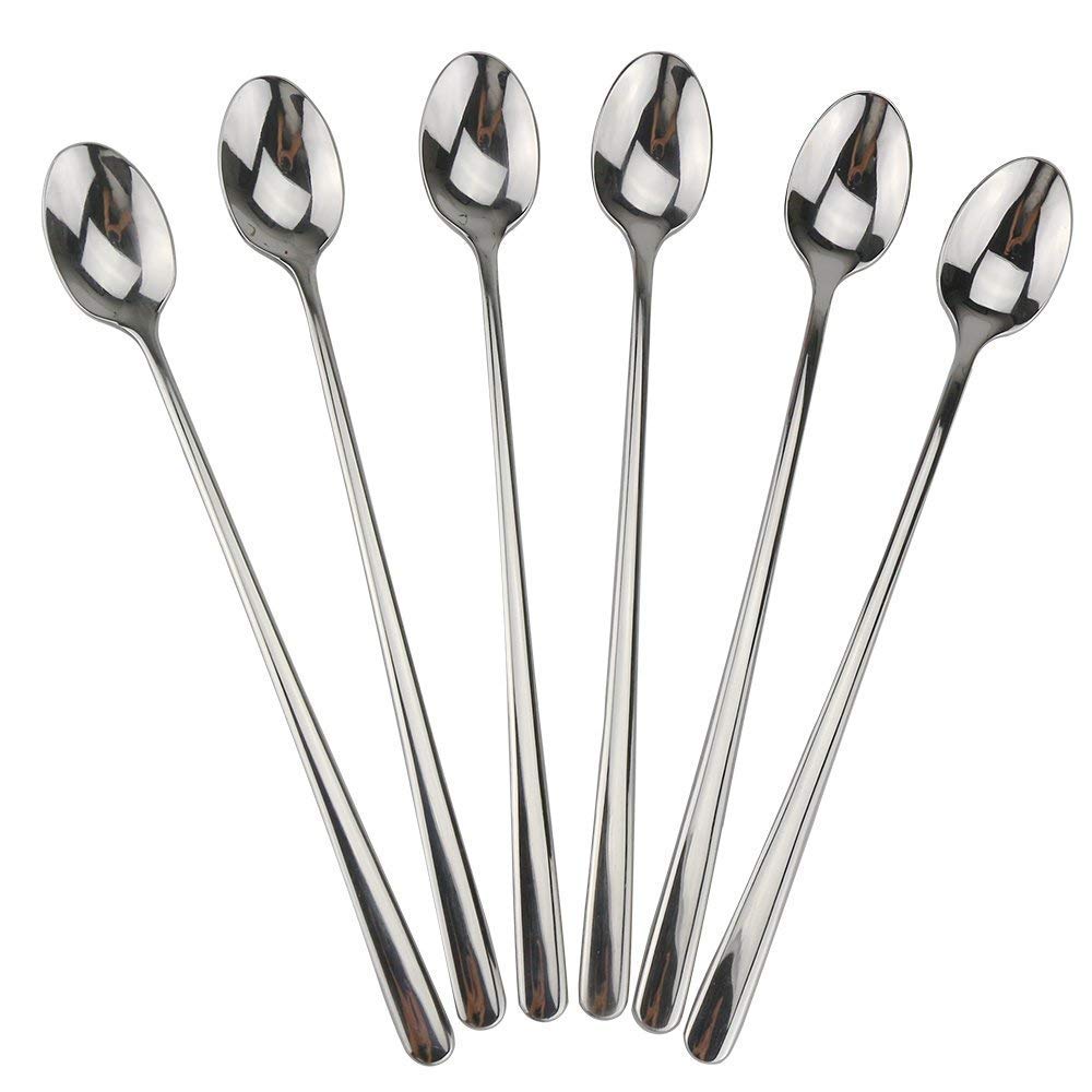 Cucchiai da bar con manico lungo, in acciaio inox, per mescolare il barista, per cocktail e gelato (4 pezzi