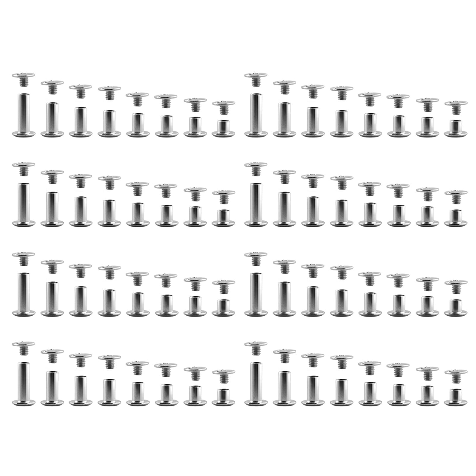 Buxuaaaa 80Pcs Heavy Duty Leather Rivets Stainless Steel Binding Screws Fasteners for Bookbinding Leather Crafting Projects Rivets