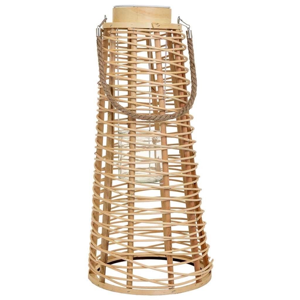 Farol portavelas de ratán marrón d26,5x56