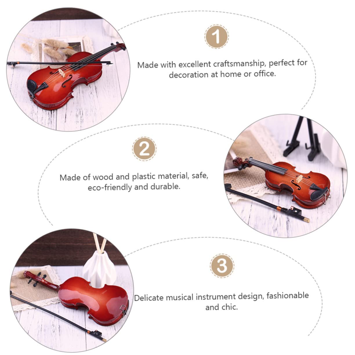 ABOOFAN Miniatura Violino con Archetto e Custodia Decorazione da e Fotografia Strumento Musicale e