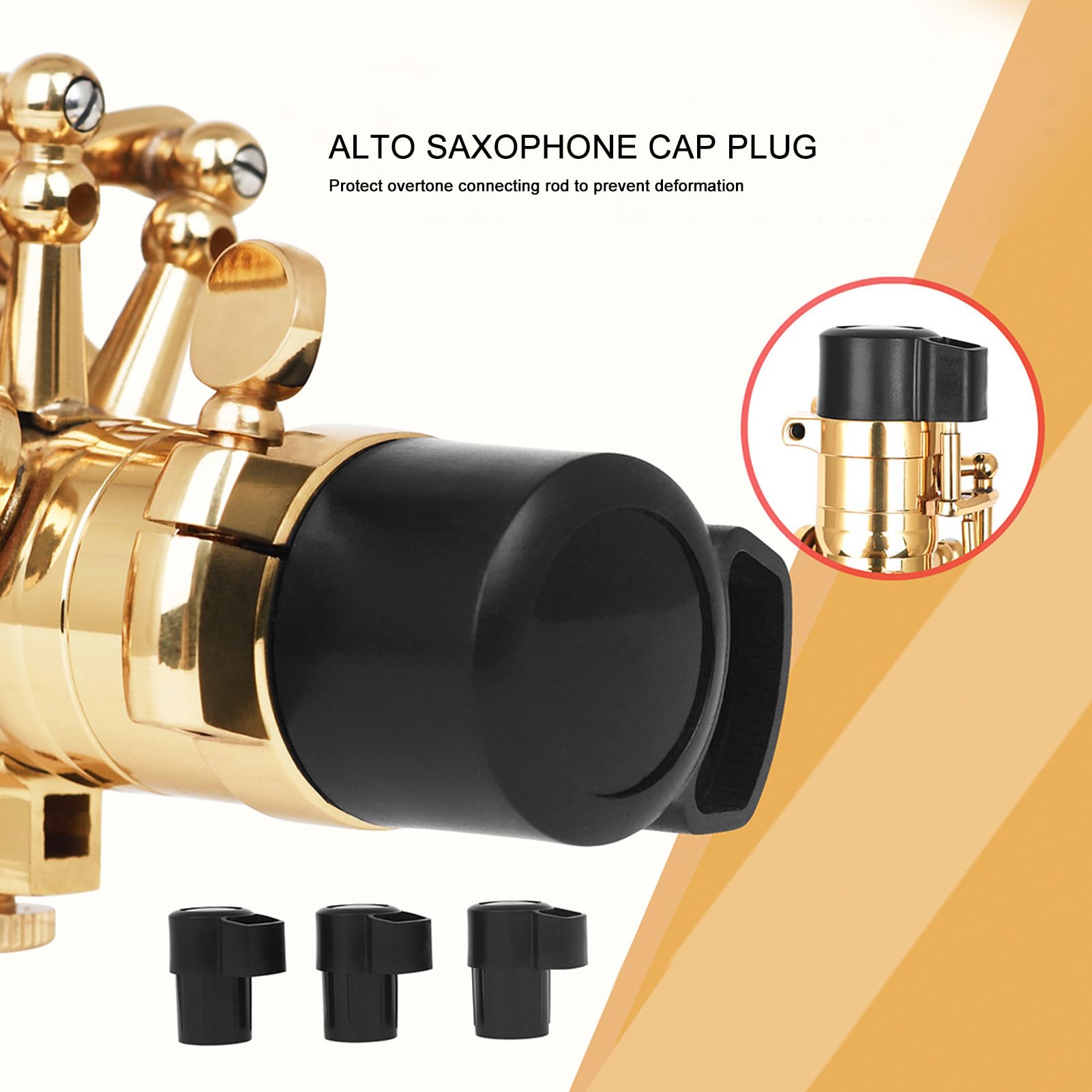 Tissting Tappo per sassofono contralto, Protezione Sicura e Durevole in plastica ABS con 3 Protezioni per Chiave, Compatibile con Manici Curvi e Dritti per Alto Saxophone Wind Instrument Parts