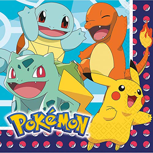 Pokémon: 16 servilletas de Papel para cumpleaños Infantiles y Fiesta