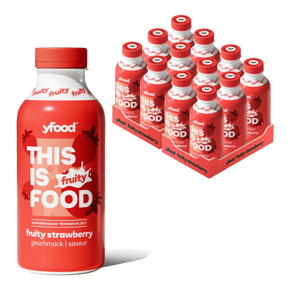 yfood Fruity Strawberry, substitut de repas, 27 g de protéines, 12 x 500 ml