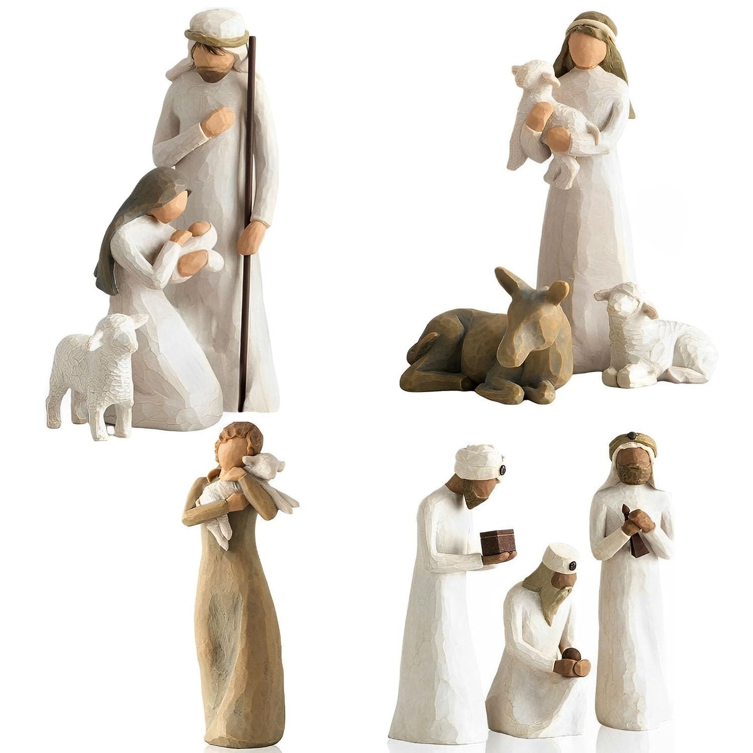 Belén Navidad con Figuras, Figuras Belén Resina, Nacimiento Belen Navidad,Navidad Moderno con Figuras, Juego Figuras Belén Resina, Figuras Navidad, Nacimiento Sagrada Familia, Decoración (E-10 Piezas)