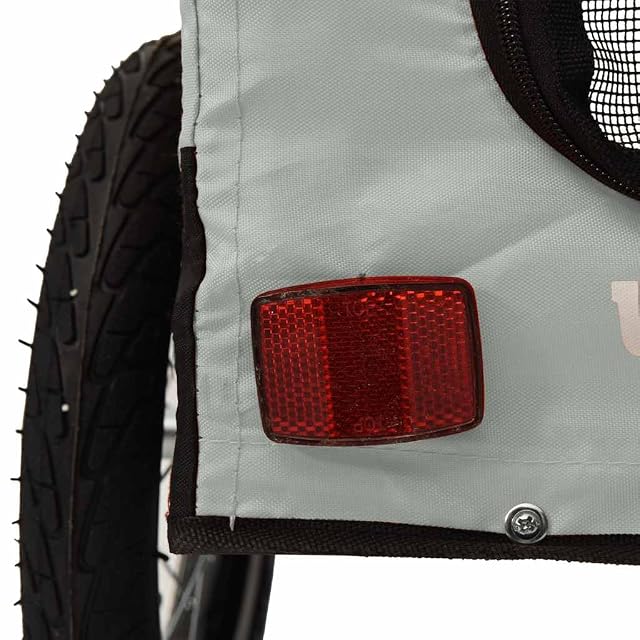 Foto 4 de 8 de vidaXL Remolque de Bicicleta Mascotas Hierro Tela Oxford Gris Negro