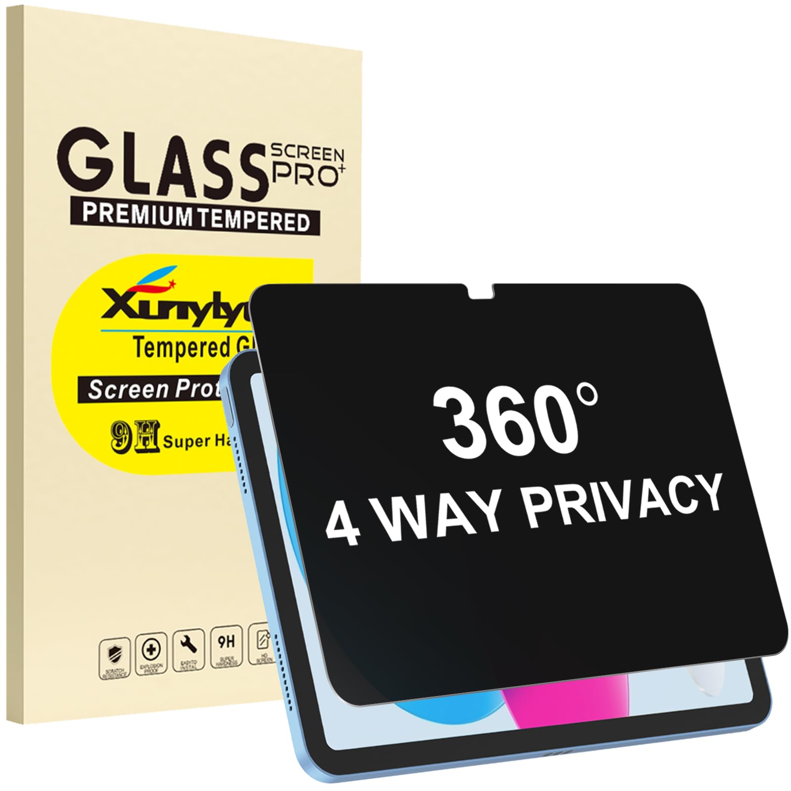 XunyLyee Sichtschutz für iPad A16 11. Generation 2025 (11 Zoll) / iPad 10. Generation 10,9 Zoll 2022 Privacy Panzer Schutz Glas Folie Displayschutz Anti-Spy Schutzfolie