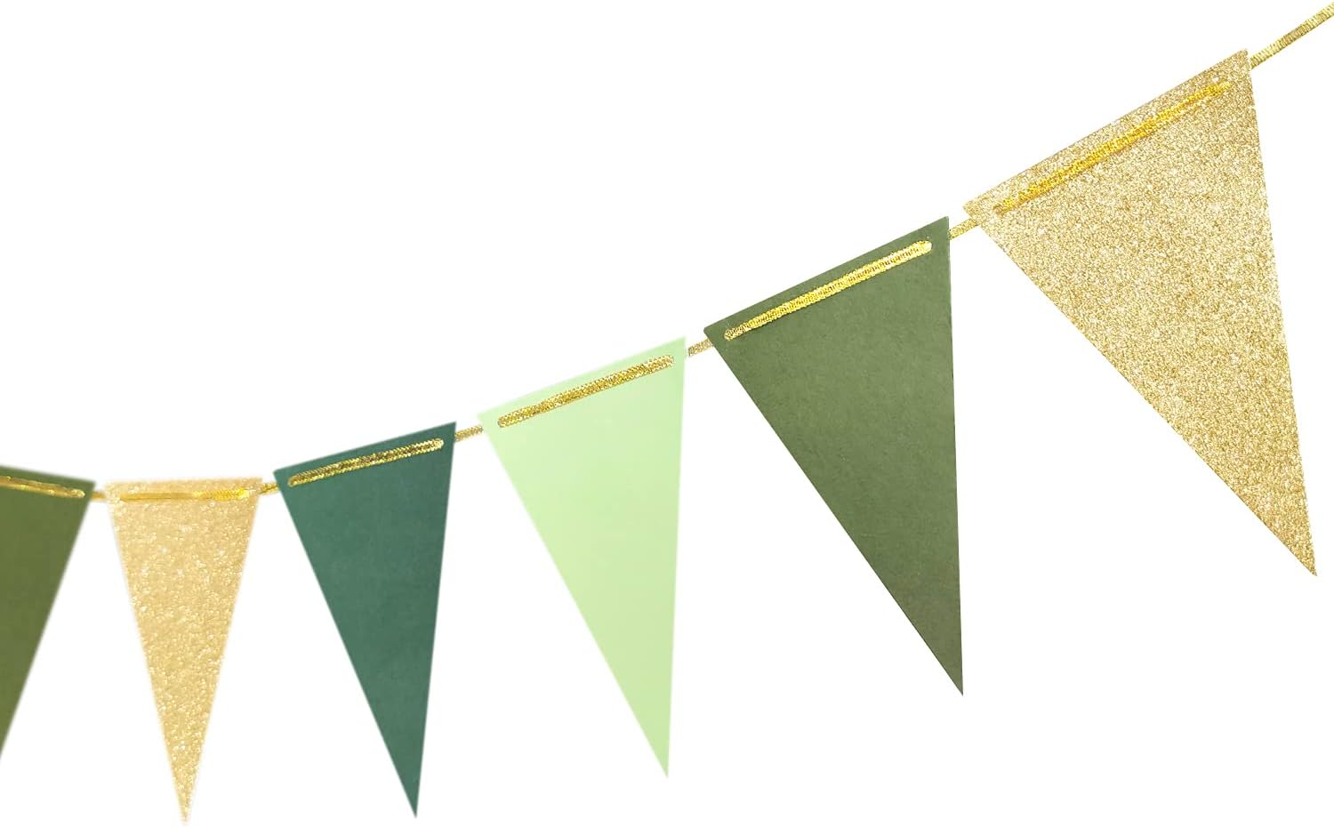 Letjolt Green Triangle Banner Decoration Golden Greenery Party Supplies St. Patrick's Day Bunting Signs for Birthday Nursery Anniversary Pre - Strung Flags 15 pcs 10 Feet