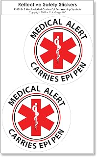 Carries Epi Pen Medical Alert ID Decal - 2 Small