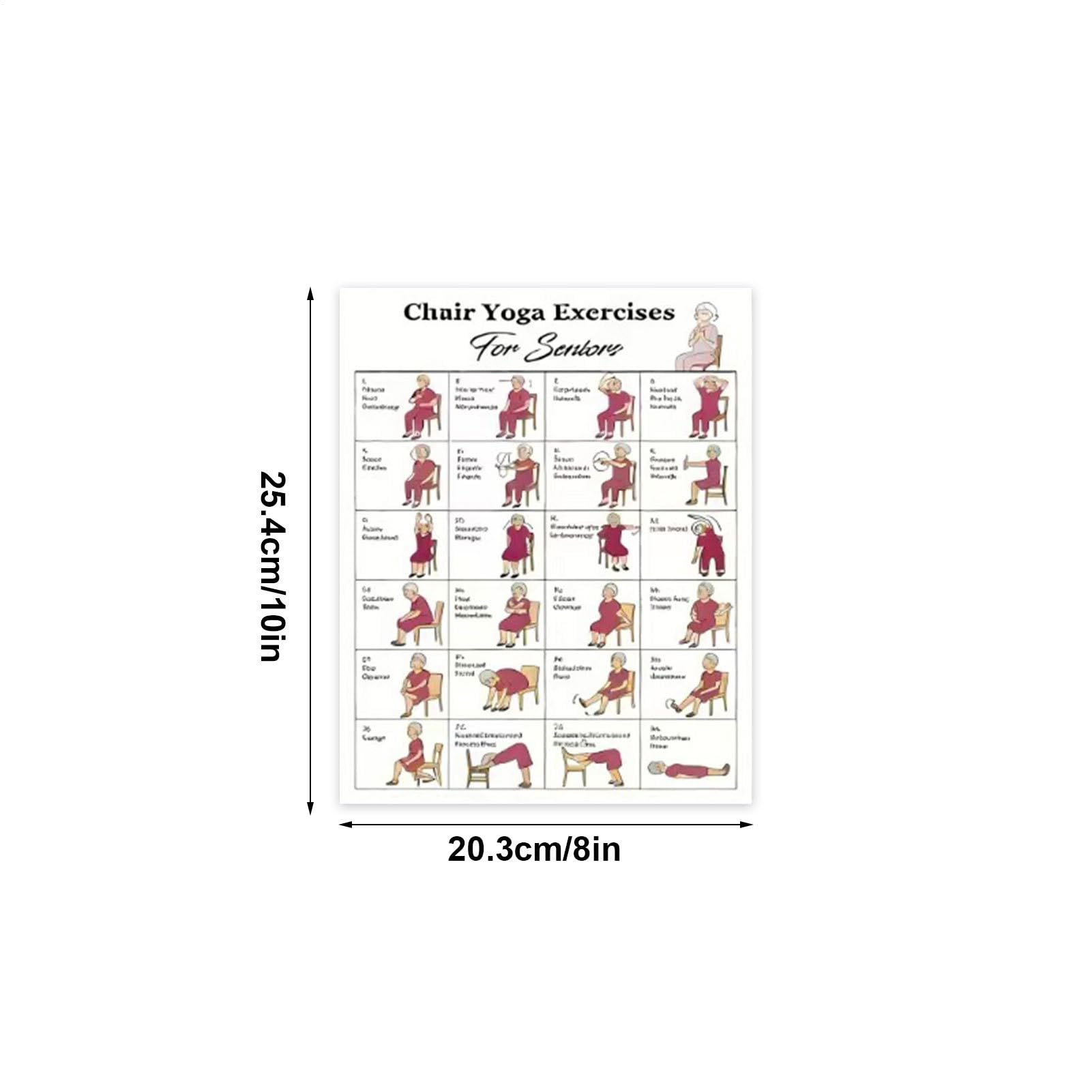 Stuhl Yoga Poster, Stretching Pose Karten, Fitness Wandkunst mit 4 Stück, Übungsanleitung Display mit visuellen Anweisungen, Home Gym Dekor, für Anfänger, Frauen, Männer, Fitness, Flexibilität
