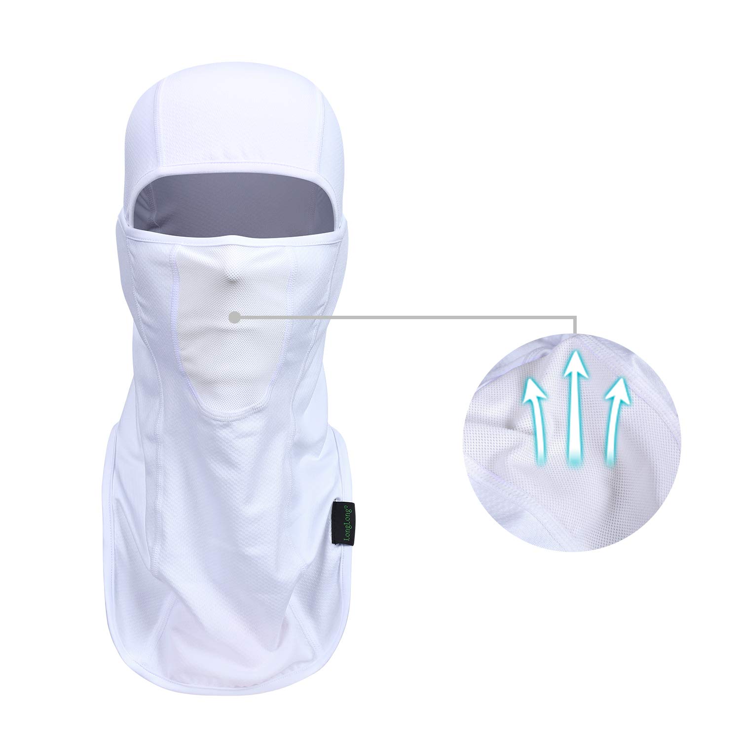 LONGLONG Balaclava Face Mask- Sun Protection Mask Dustproof, Breathable Summer Full Face Cover for Motorcycle, Cycling, Fishing White