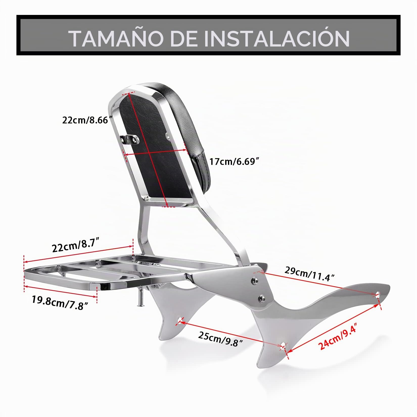 PSLER® Respaldo Sissy Bar, Equipaje Portaequipajes, Almohadilla de Pasajero Respaldo, para V-Star Drag Star XVS1100 250