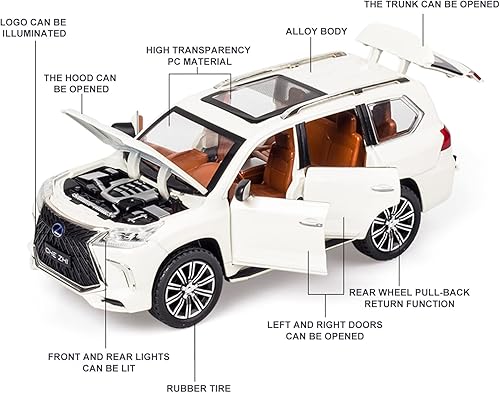 Miniatura 3 de Modelo de coche fundido a presión escala 124  Coche de juguete de aleación de zinc con sonido y luz, vehículo de juguetes coleccionables para