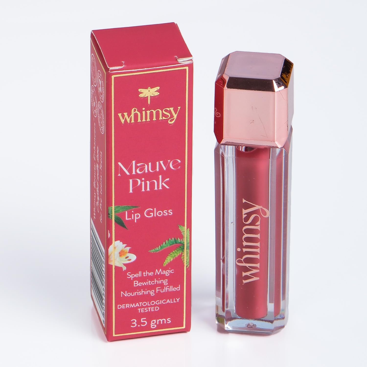 Whimsy Beauty Natural, Organic Lip Gloss for Kids|Non-sticky & Lightweight Lip Gloss for Girls|Hydrating, Nourishing Lips|Tinted Liquid Lip Gloss for girls|Long Lasting Glossy Lip Gloss (Mauve Pink)