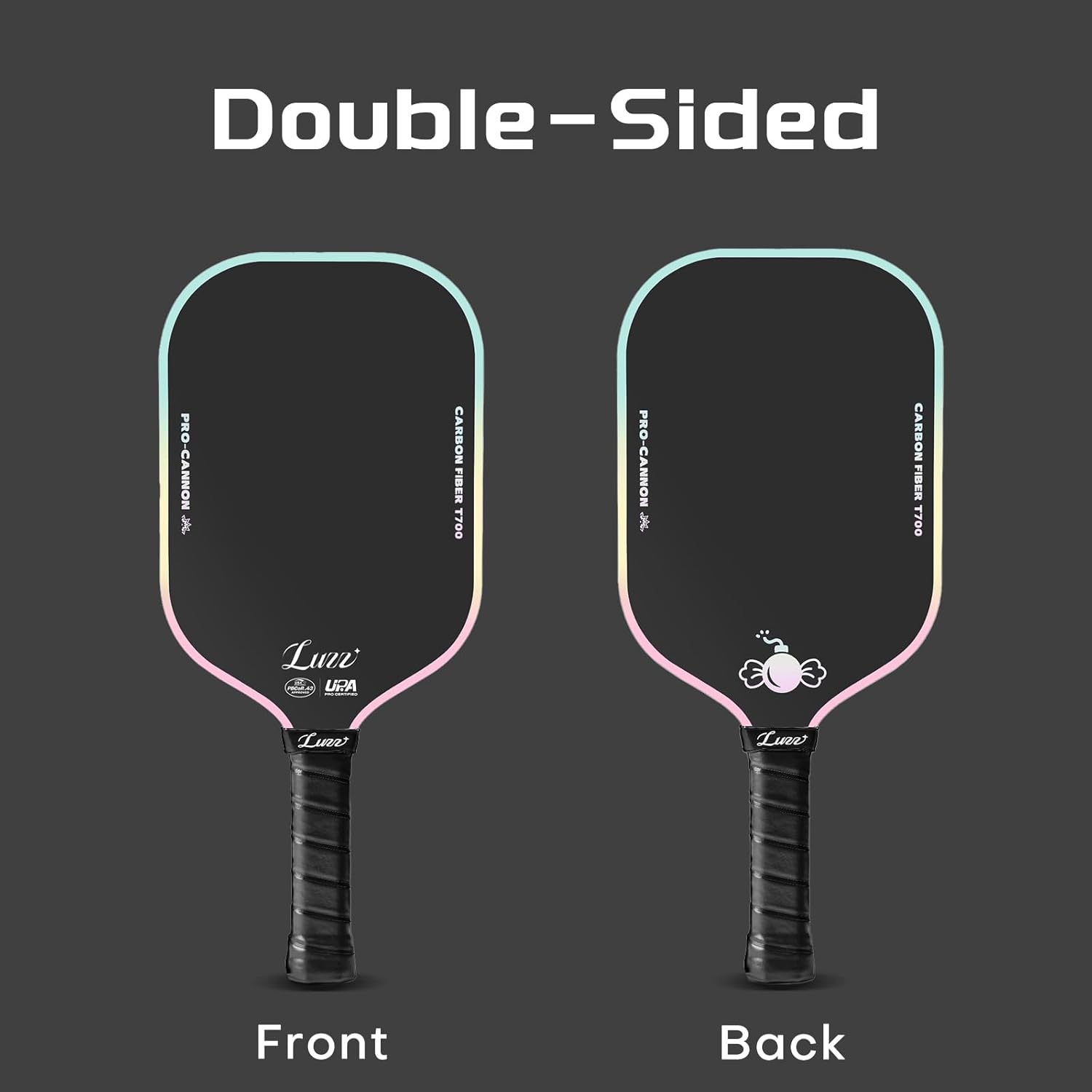 Luzz Pickleball Paddle, Thermoformed Candy T700 Carbon Fiber Pickleball Paddles Friction Surface Exceptional Spin and Power 16mm Composite Pickle Ball Rackets for Players