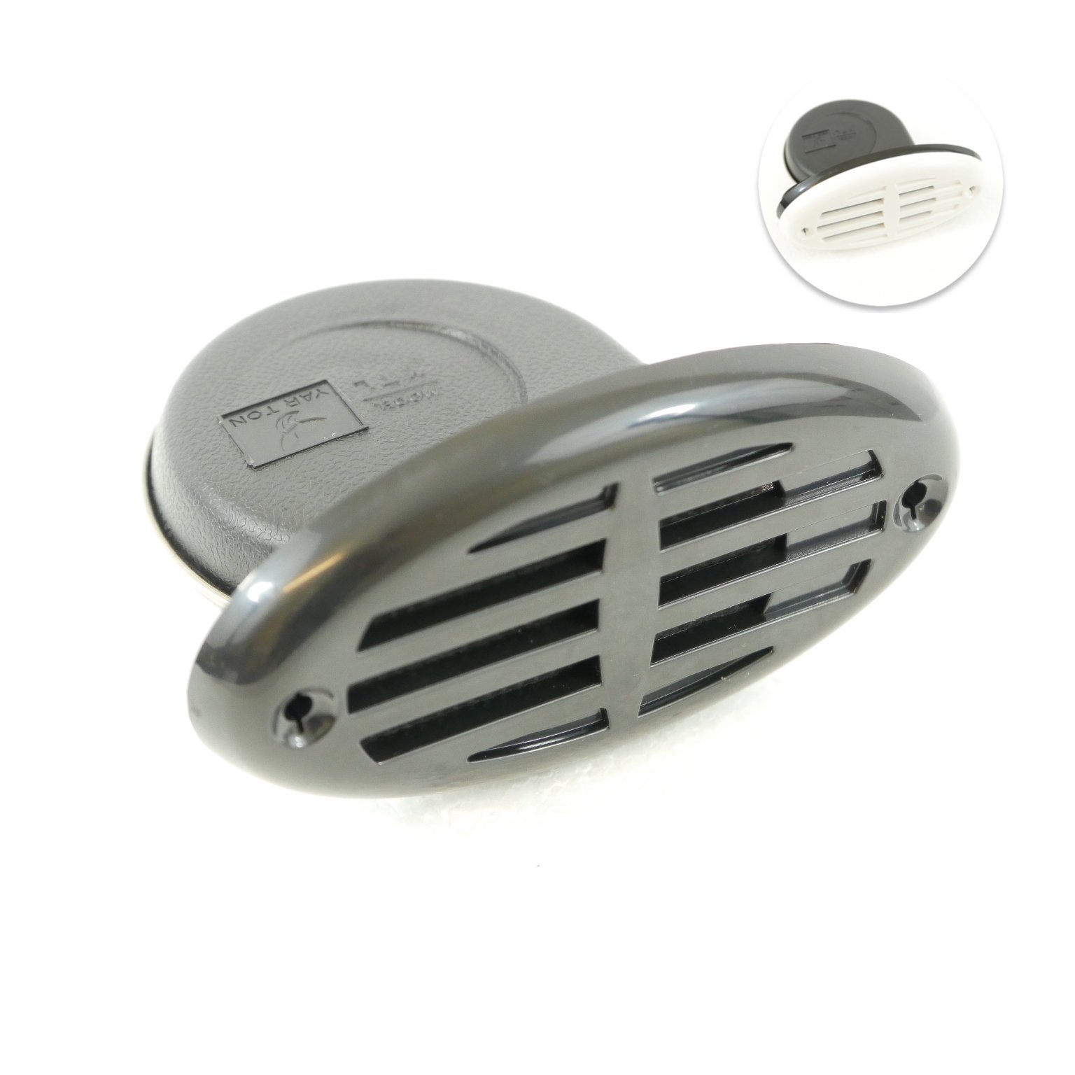 MiDMarine Electric Drop-In Hidden Boat Horn Black/White Cover, 12V, 110dB