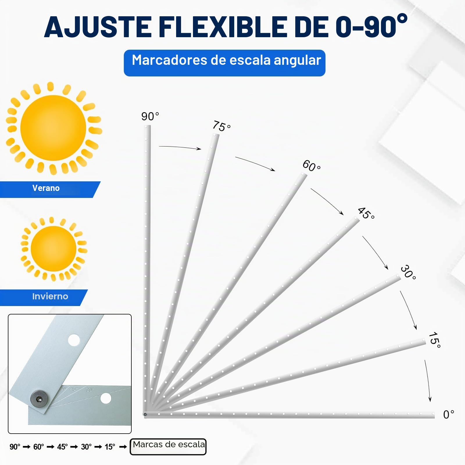 ECO-WORTHY 4 unidades de soporte para panel solar, 114.3 cm, 45 pulgadas, soporte de aluminio para plantas de balcón, ángulo ajustable 0-90°, 100 W-800 W, módulo solar, juego de fijación para techo