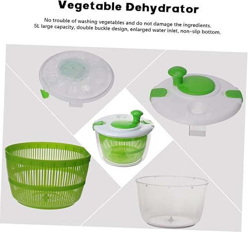 Miniatura 6 de Deshidratador de ensalada doméstica Secador manual de verduras Spinner de plástico de fácil uso para lavar y secar frutas y verduras para