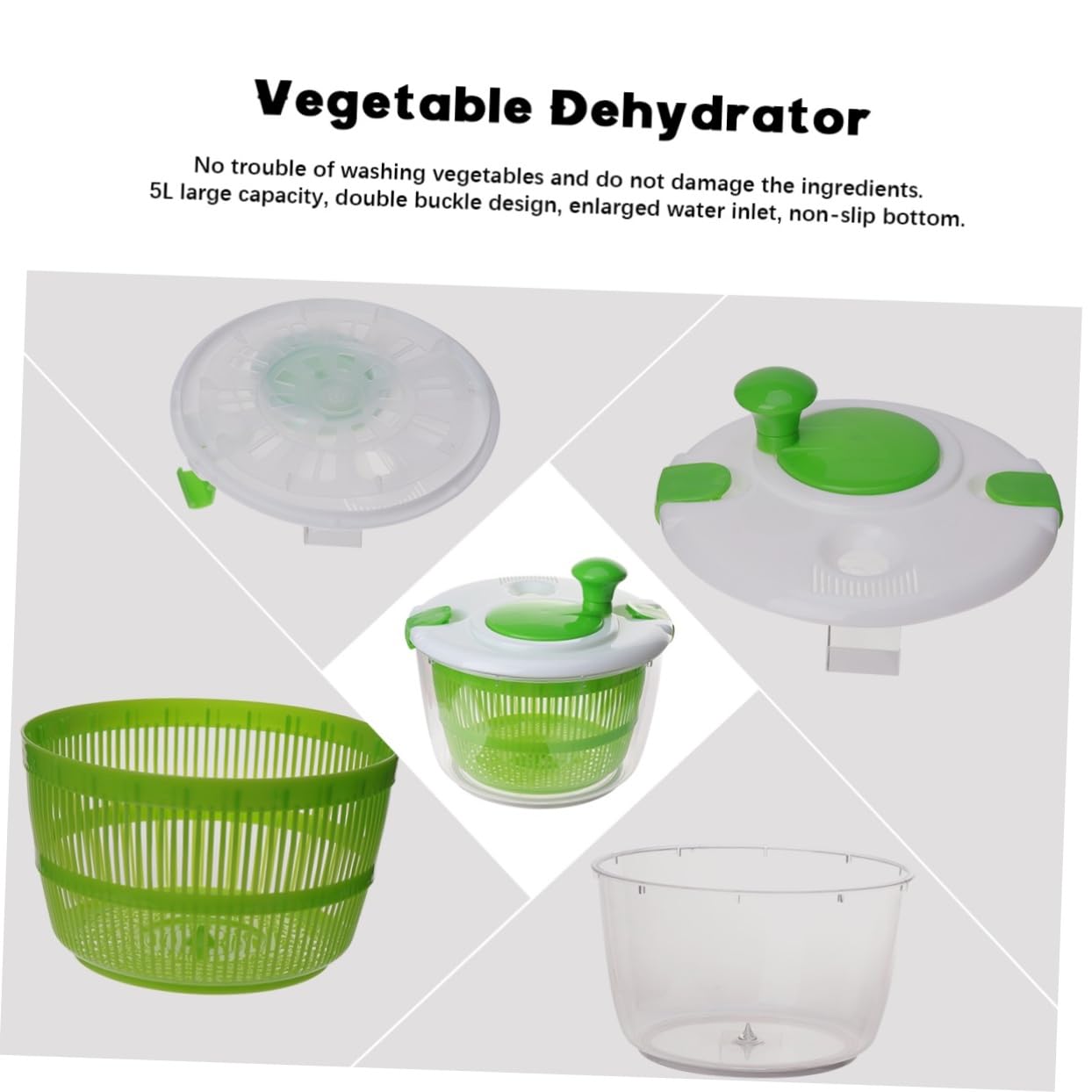 PRETYZOOM Centrifuga per Insalata e Verdure in Plastica Verde, Essiccatore Manuale per Casa Funzione di Lavaggio e Asciugatura Veloce per Frutta e Verdure
