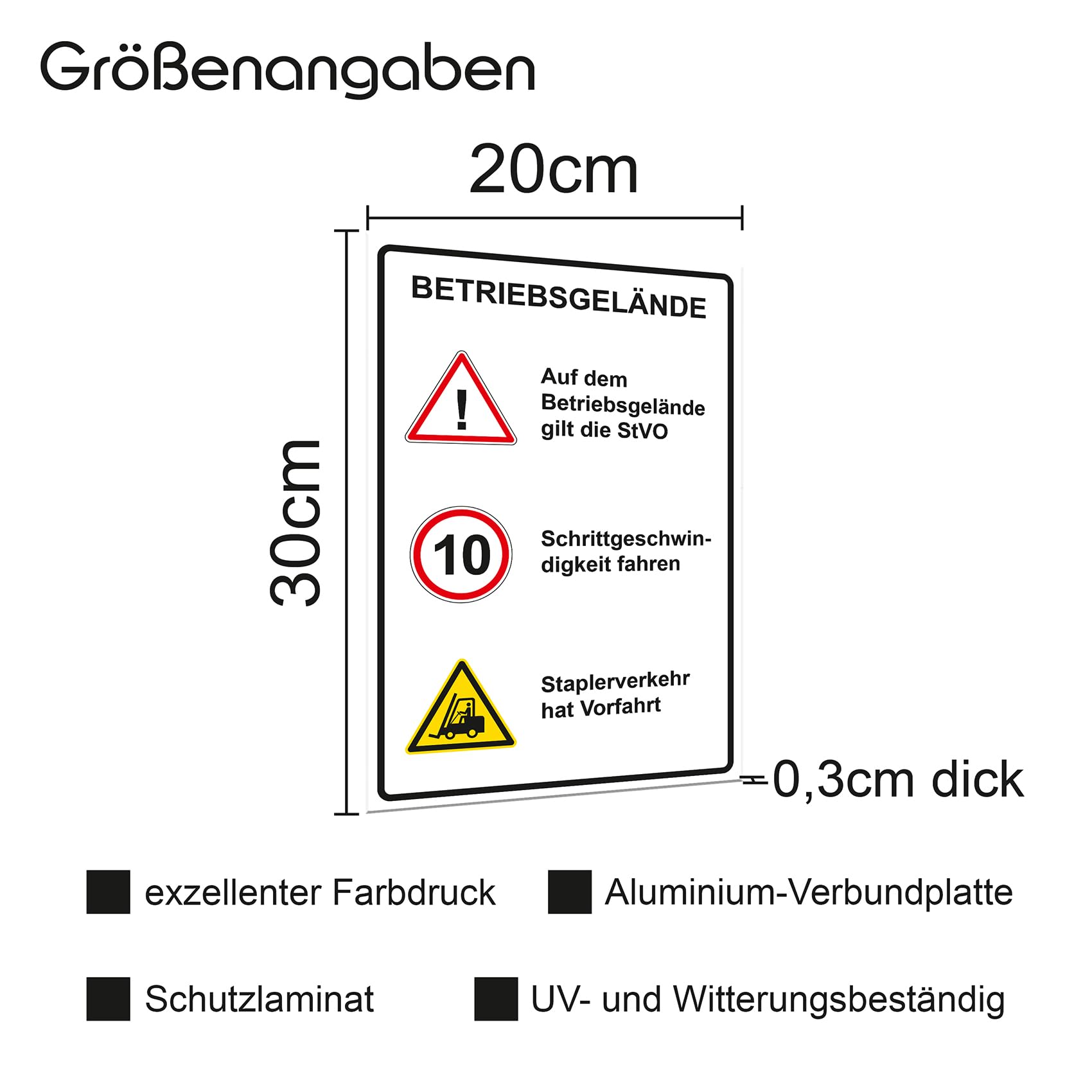 Finest Folia Betriebsgelände Sign 20 x 30 cm Aluminium Composite Panel Notes for Company Terrain Sign for Fence Gate Door Posts Weatherproof Robust Aluminium Warning Sign - Image 2