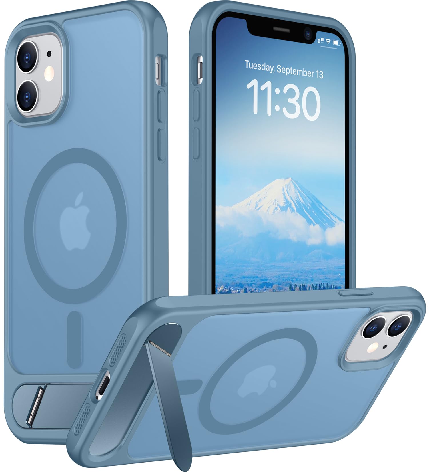 Temdan Magnetic Compatible with iPhone 11 Phone Case, [Built-in Invisible Kickstand][Compatible with MagSafe] [Military Grade Shockproof] Slim Translucent Matte Phone Case for iPhone 11 6.1"