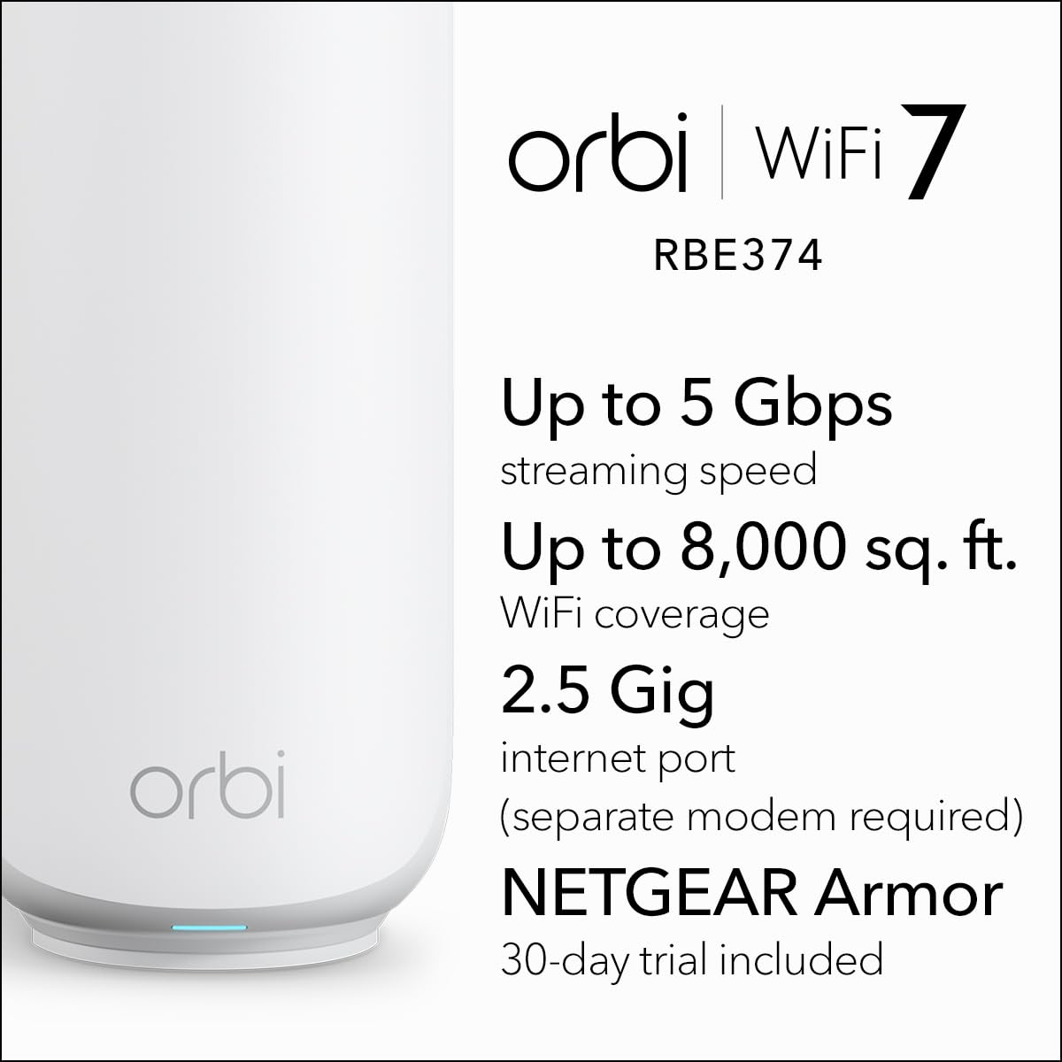 NETGEAR Orbi 770 Series WiFi 7 Mesh System, Add-on Satellite view 2