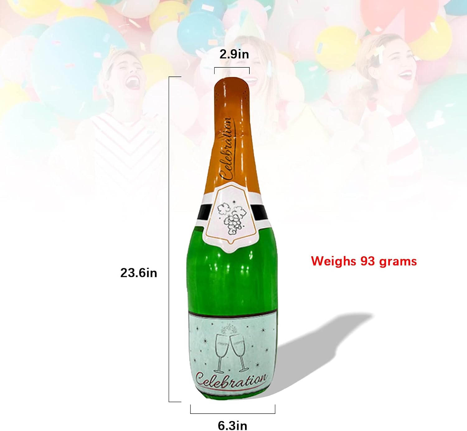 Inflatable Champagne Bottle 23.6" for Party Decoration Prop or Pool Accessory Bachelorette Party Accessories Before Wedding, Baby Gender Reveal Party, Baby Baptism, Party Carnival Moment