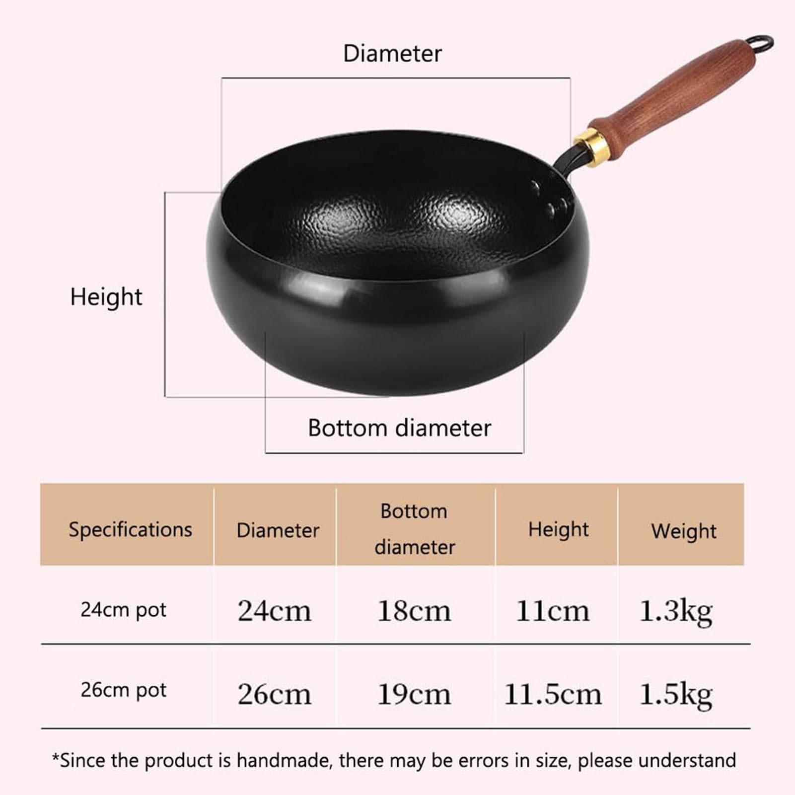 GAOXIAO Sartenes Hierro Fundido Mango Extraible, Sarten Japonesa Hierro Fundido, Sartén Wok de Hierro Fundido Forjada a Mano para Cocinas Eléctricas Inducción Cocinas de Gas F/Combo 28 cm