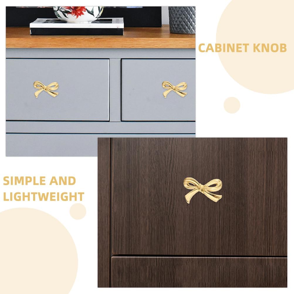 DOITOOL Brass Bow Shape Cabinets Knobs: Gold Drawer Pulls Decorative Bow Knobs Cupboard Pull Handles for Home Kitchen Cabinet Hardware Cupboard Dresser Wardrobe and Drawer Pulls - 2 Pack
