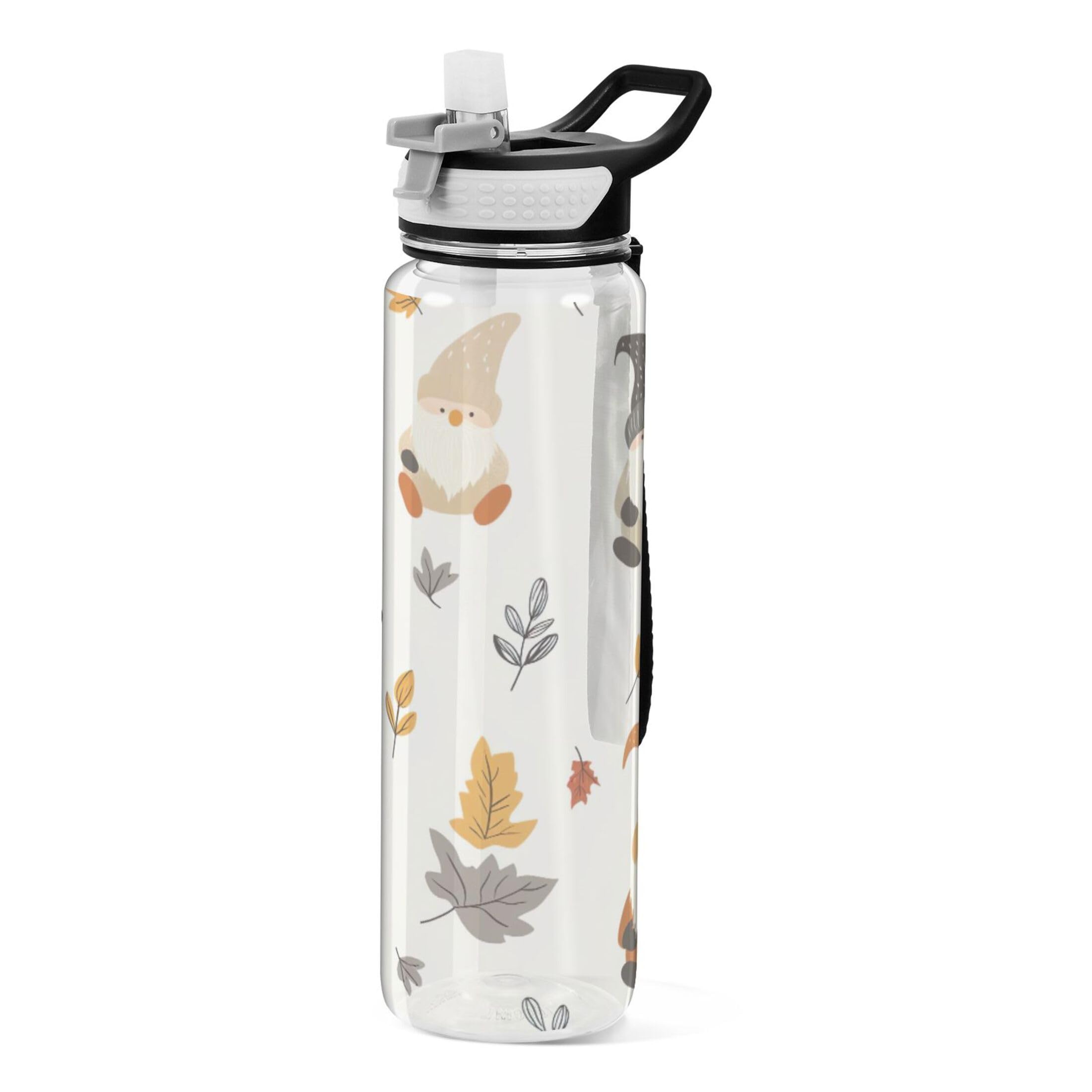 Fuauuyl Cute Autumn Gnomes Water Bottle with Straw Lid, 32oz Large Leakproof & BPA Free Tritan Drinking Bottle for Sports, Gym, Travel