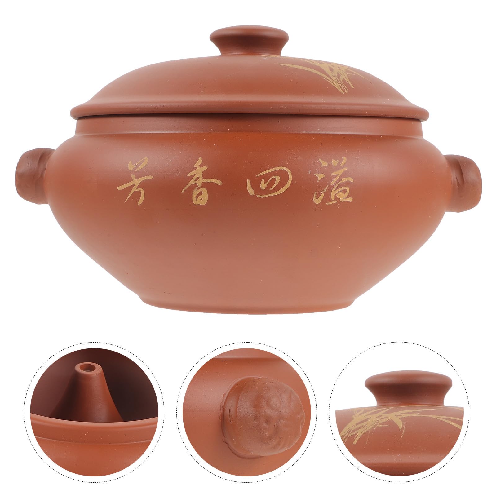 Vielseitiger Dampfgarer aus brauner Keramik mit glatter Oberfläche und eleganter Optik, Suppentopf zum schonenden von Hühnchen und Suppe in der Küche